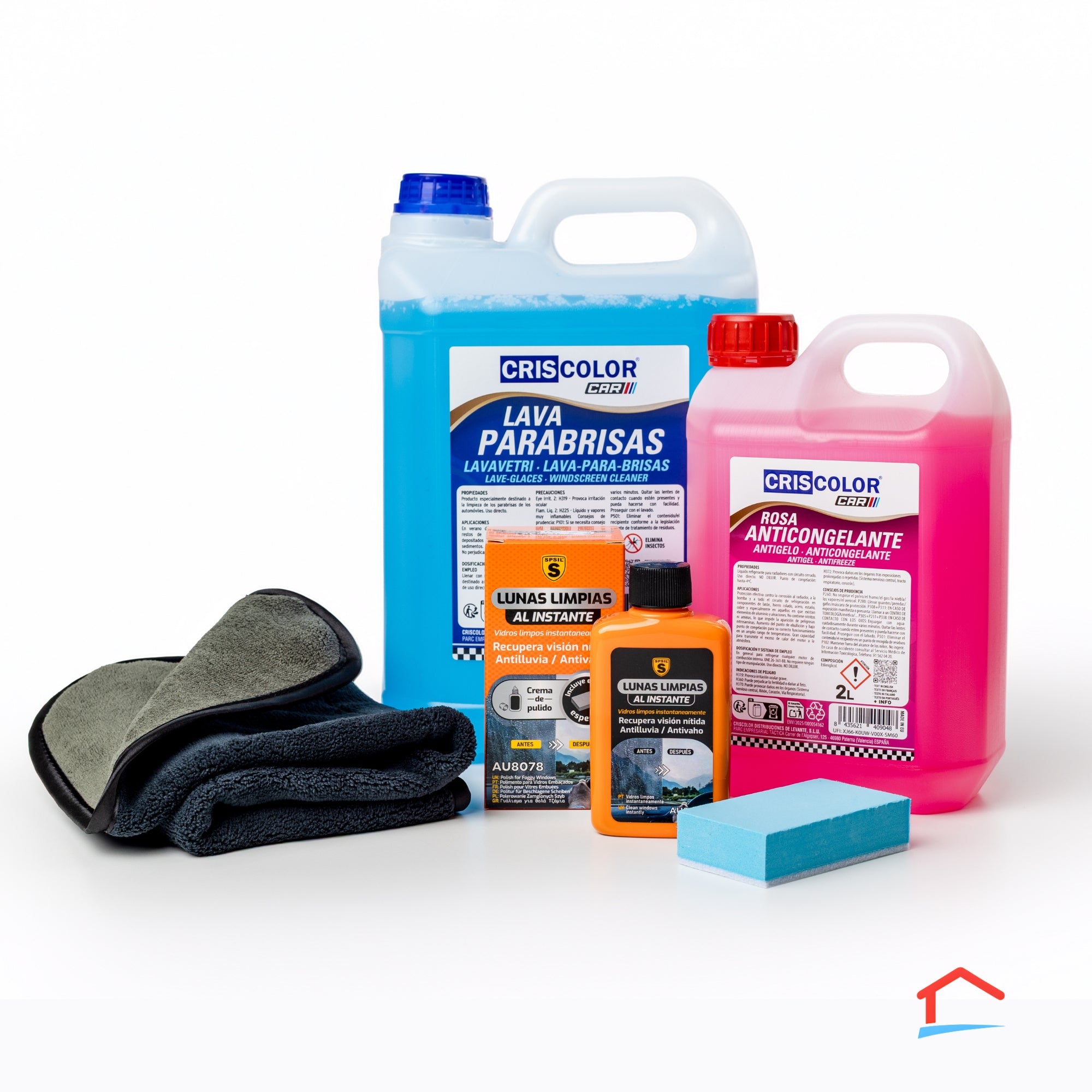 Kit Visibilidad Total- Lavaparabrisas, valleta, anticongelante y crema de pulido