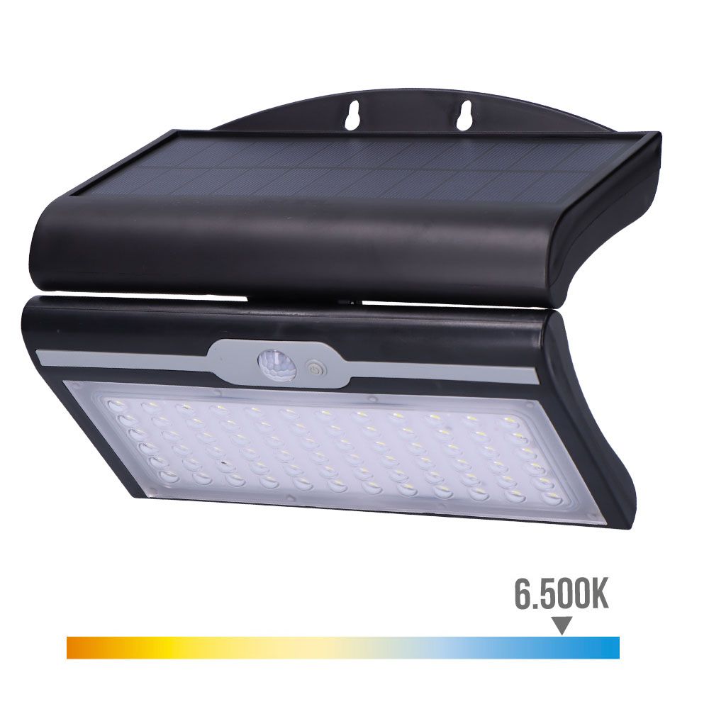 APLIQUE SOLAR 6W 430Lm 6.500K CON SENSOR, COLOR NEGRO
