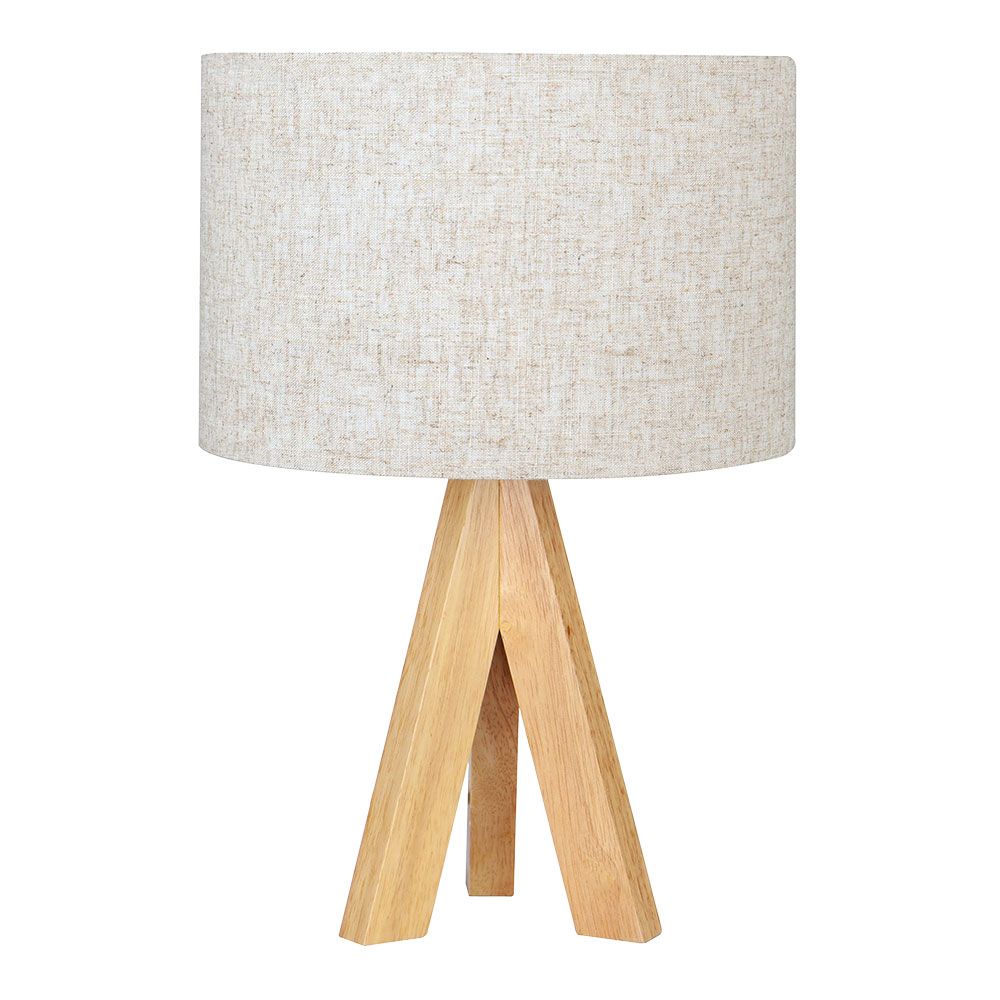 Lámpara de mesa madera y tela E27