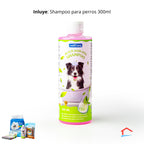 Kit para perros - Empapadores, sticks de proteina, shampoo y bolsas recoge escrementos