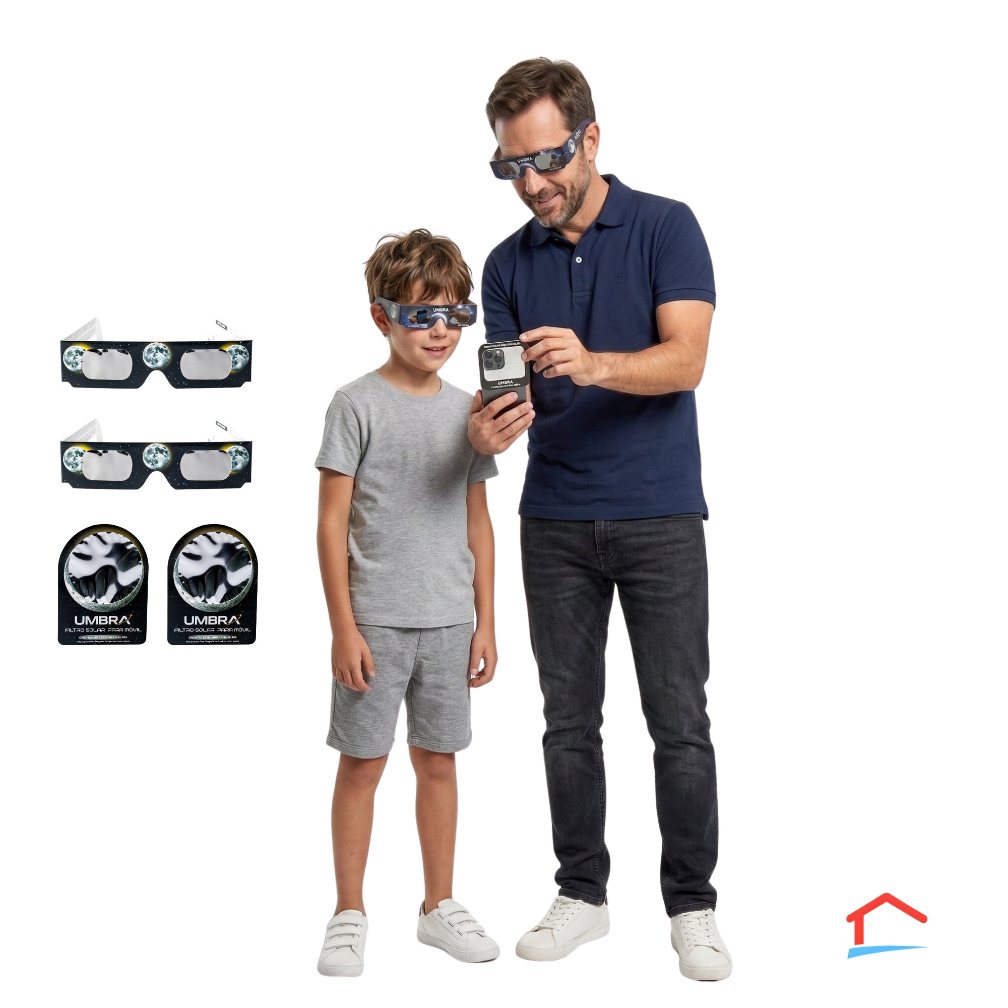 Pack Eclipse Solar - 2 Gafas + 2 Filtros para móvil