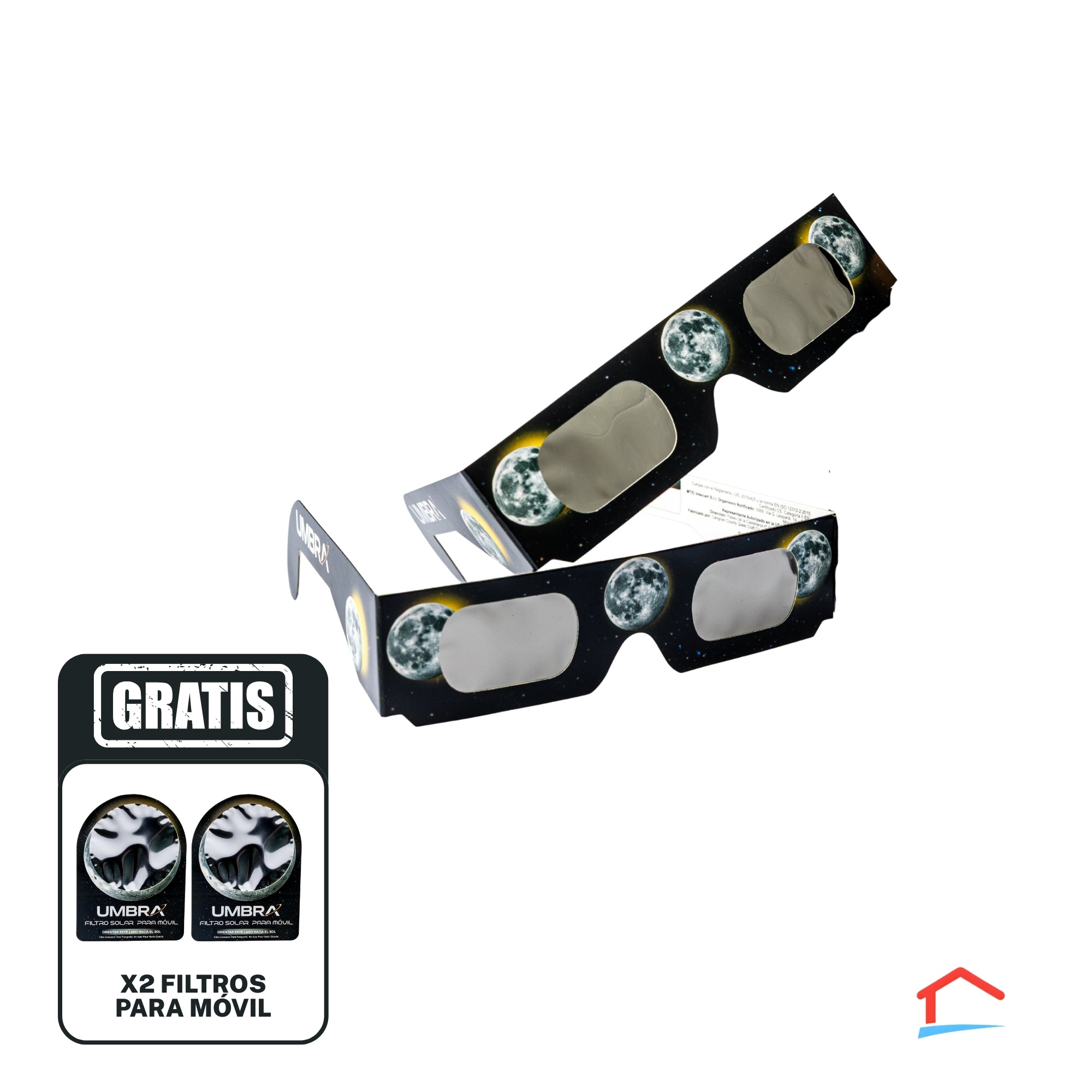 Pack Eclipse Solar - 2 Gafas + 2 Filtros para móvil