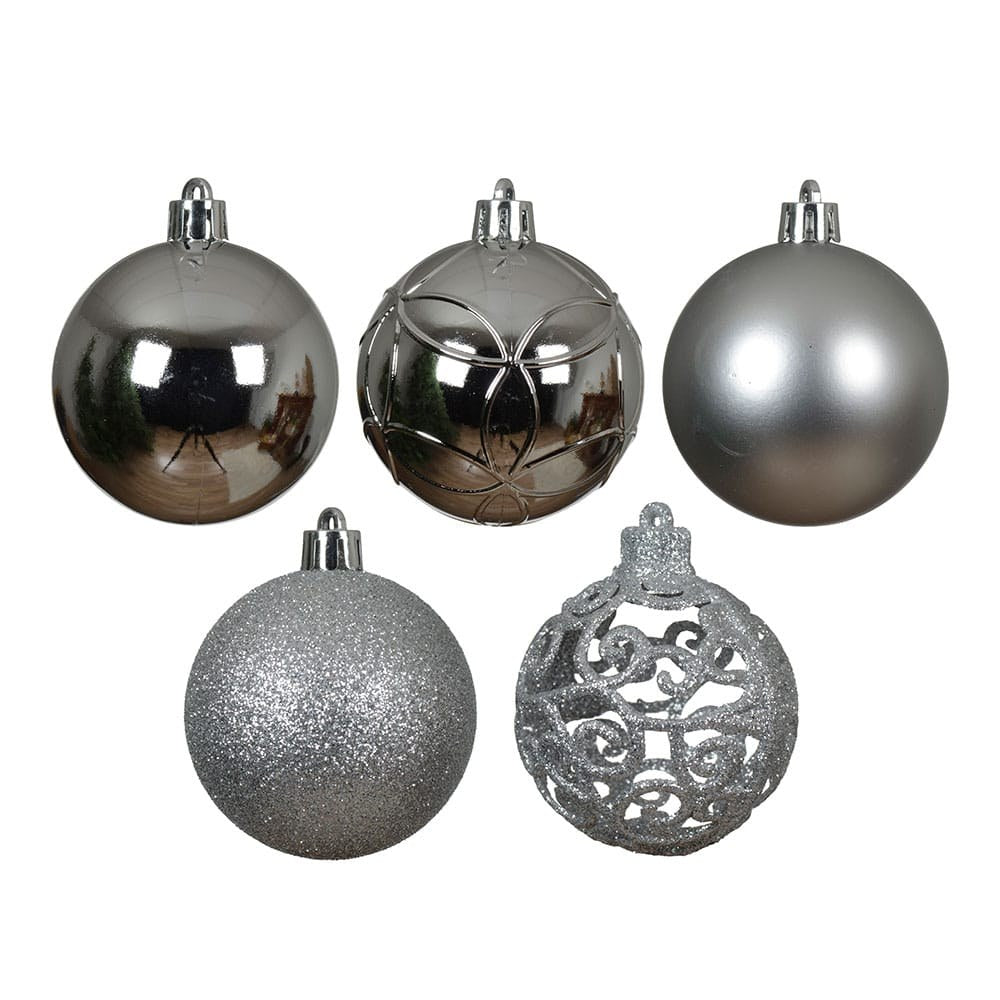 Bolas de Navidad plateadas · Ø6 cm · Caja de 35