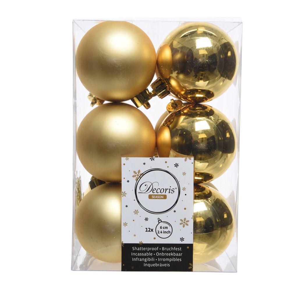 Bolas de Navidad doradas · Ø6 cm · Caja de 12