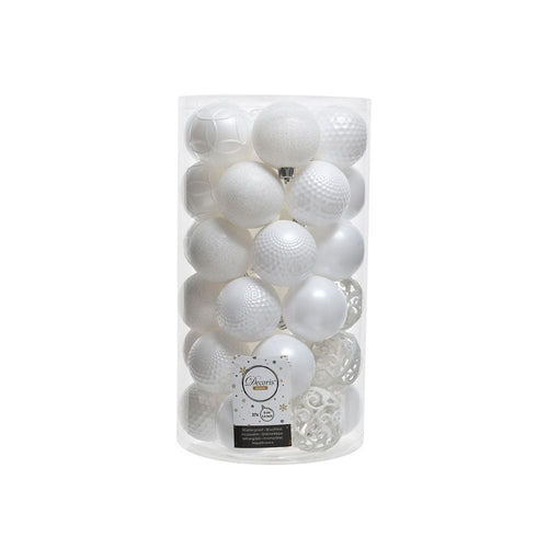 Bolas de Navidad blancas · Ø6 cm · Tubo de 37