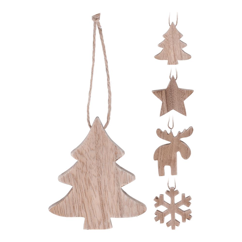Adorno navideño colgante de madera · 10 cm · Modelos surtidos
