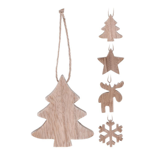 Adorno navideño colgante de madera · 10 cm · Modelos surtidos