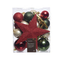 Adornos de Navidad verde, dorado y rojo · Caja de 33 piezas