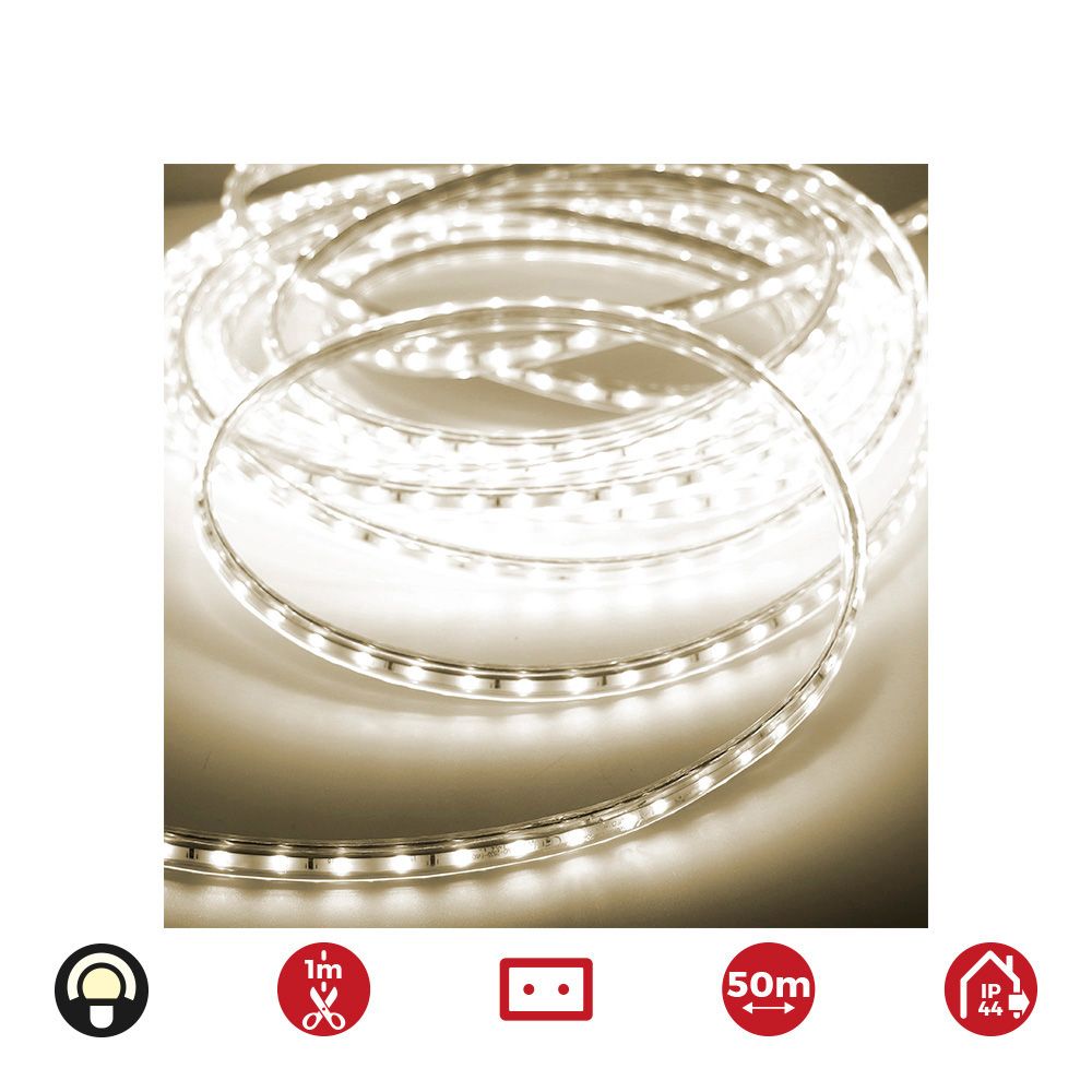 TIRA DE LED 60 LEDS/m 4,2W/m 220-240V IP44 50 m BLANCO CALIDO