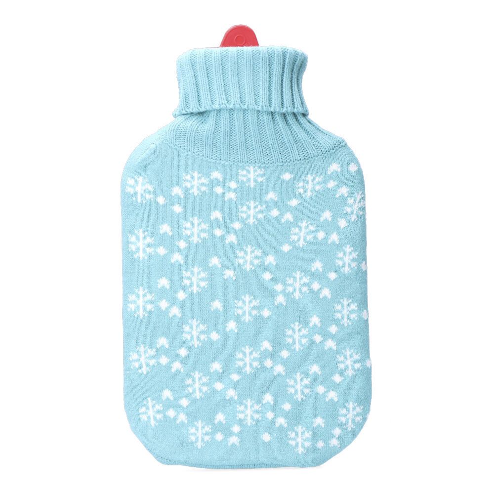 BOLSA DE AGUA CALIENTE 2 L MODELO AZUL COPOS BLANCOS