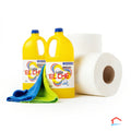 Kit Esencial de Limpieza: 4L Lejía, Microfibra y 2 Rollo Absorbente